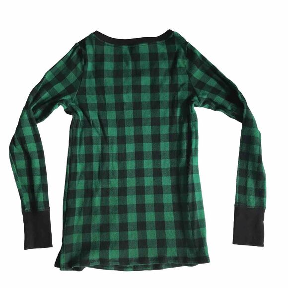 Victorias Secret Green Black Plaid Thermal Long Sleeve Sleep Shirt PJ Pajamas XS - Picture 3 of 7